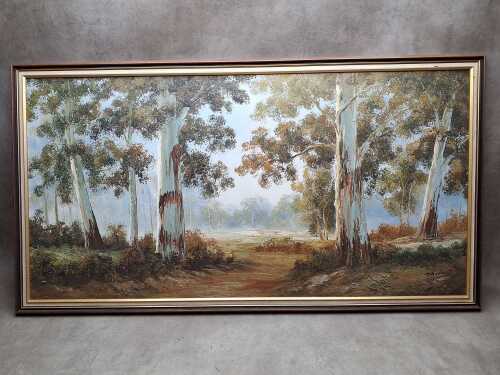 Davis, Australian bush landscape. Oil painting on board