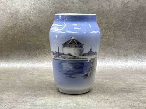 Royal Copenhagen porcelain vase with water scenes