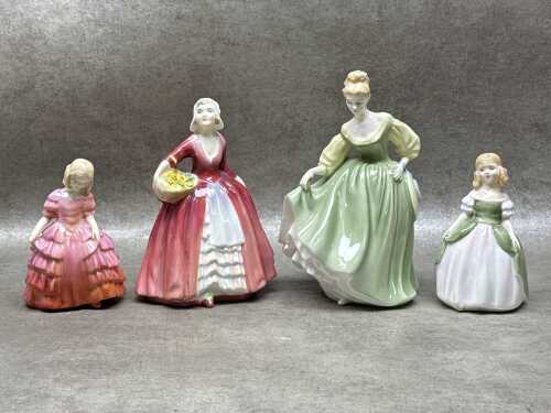 Four Royal Doulton porcelain lady figures