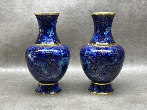 Pair of Chinese cloisonne vases