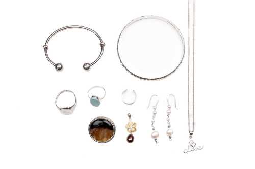 Collection of jewellery in sterling silver