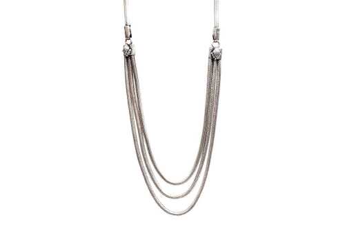 A triple strand snake necklace in sterling silver