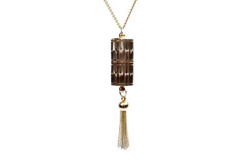 A vintage Swiss cylinder watch on necklace.