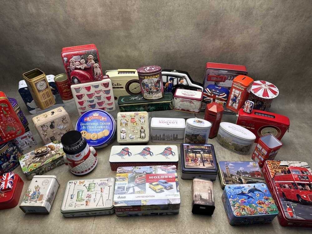 Collection of tins