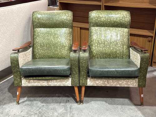 Pair of 1950s green vinyl armchairs