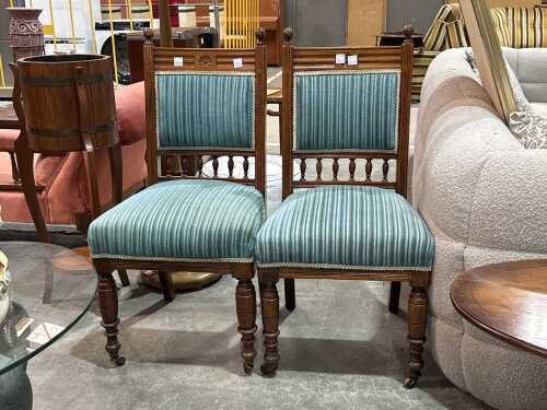Pair of Edwardian timber dining chairs