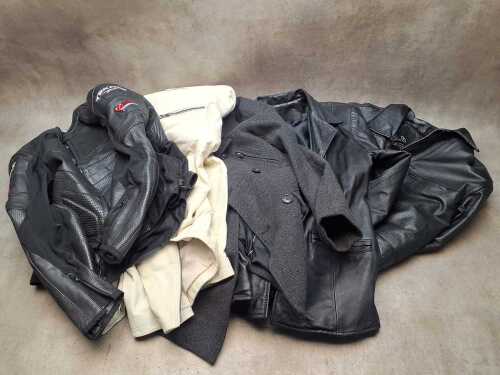 Group of men's and women's jackets, including leather