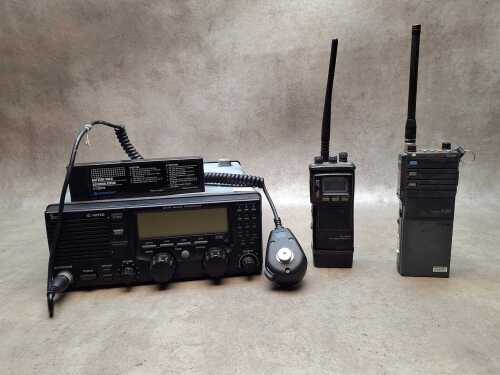 Icom MF/HF marine radio transceiver and two Icom handheld transceivers