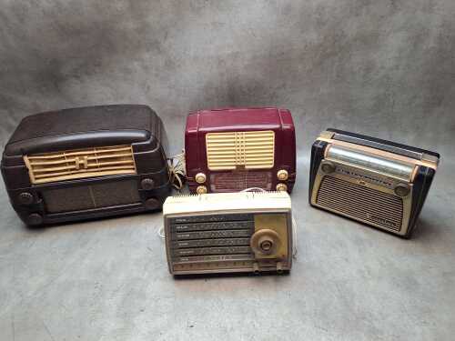 Four radios including valve and transistor