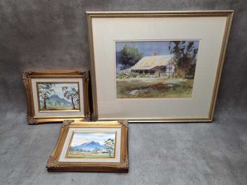 Three D. Cameron Australian landscape paintings including Kangaroo Grounds. Acrylic on artist board