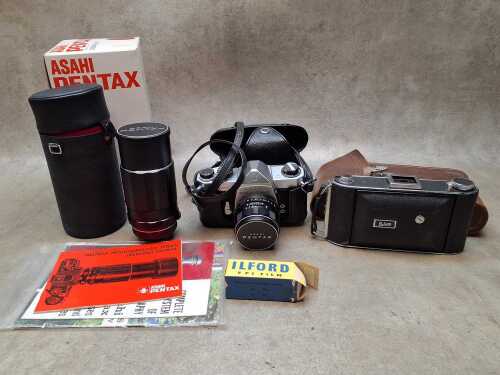 Pentax Spotmatic and Ensign Selfix film cameras