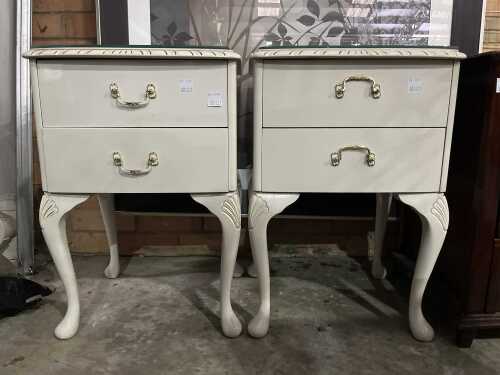 Pair of white bedside tables
