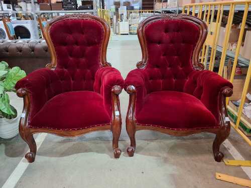 Pair of Victorian gentlemen's armchairs