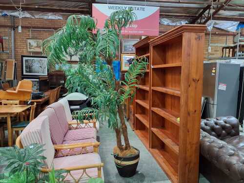Large potted faux palm