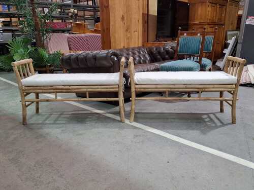 Pair of bamboo-framed benches