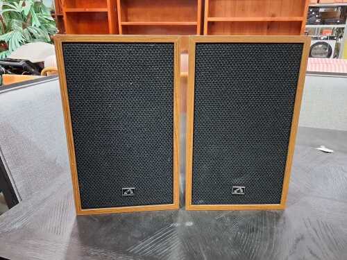 Pair of His Master's Voice speakers