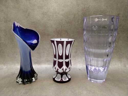 Three art glass vases, including Bramor