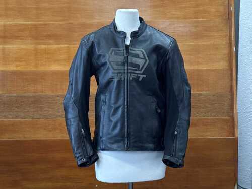 Shift black leather motorcycle jacket