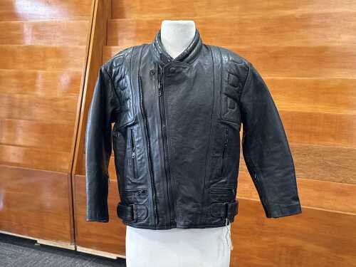 A&P Musali black leather motorcycle jacket
