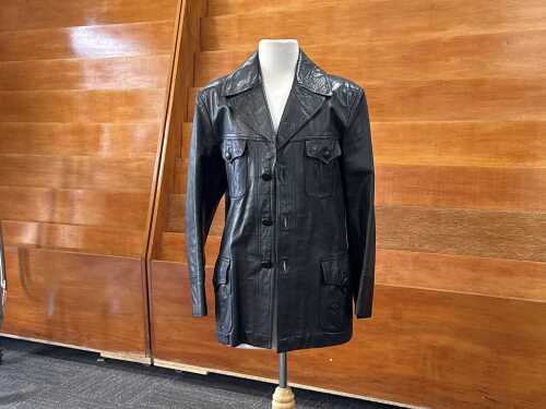 Golden Leaf black leather jacket