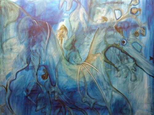 Artist unknown, seahorse, 1988. Acrylic painting on canvas