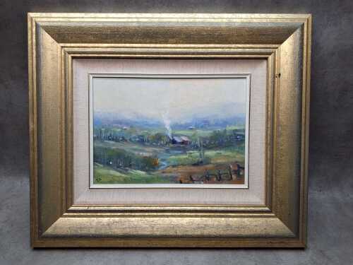 Julie Hartnett, Mountain Cottage Mist, 1999. Oil painting on board