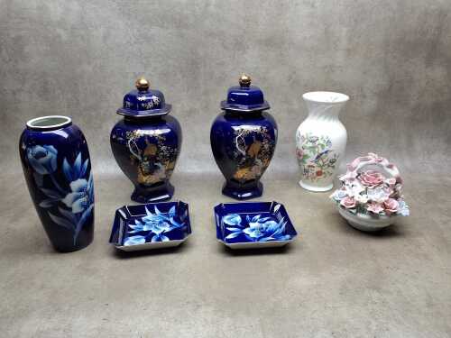 Assorted decorative porcelain including vases