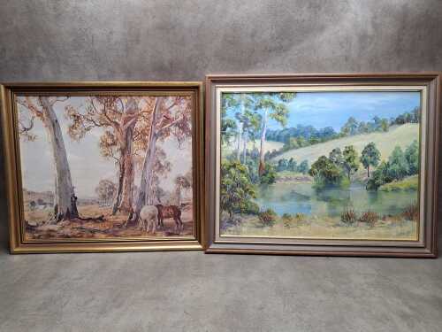 Two Australian landscapes - one original and one print
