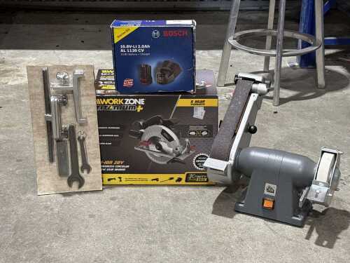 Assorted power tools and accessories
