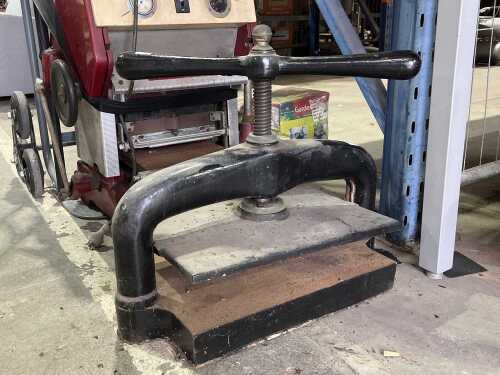 Antique cast iron bookbinding press