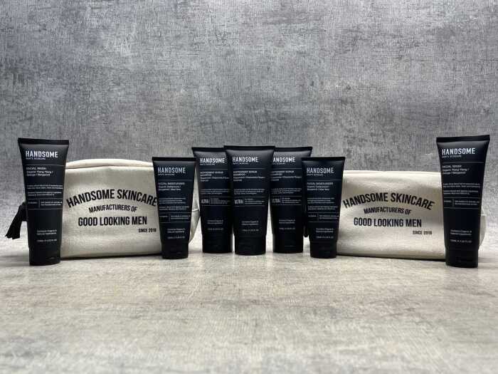 Group of Handsome Men's Skincare products
