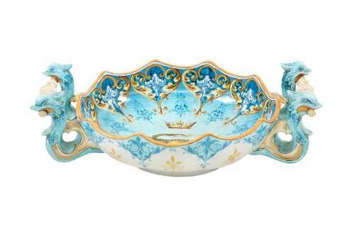 Antique Ulysse Blois E. Balon French faience centrepiece bowl