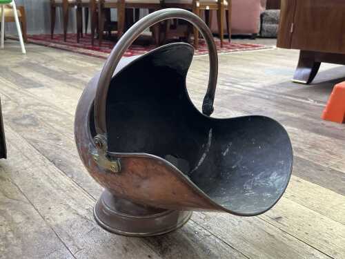 Antique copper coal skuttle
