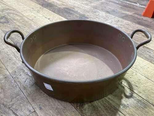 Antique twin-handled copper pan