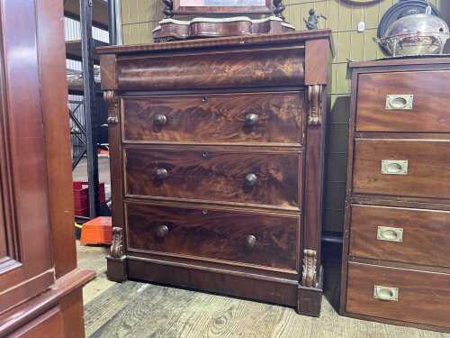 Victorian flame mahogany chest of four drawers