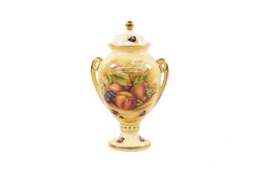 Aynsley 'Orchard Gold' twin-handled porcelain urn