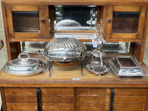 Four antique silver-plated servingware pieces