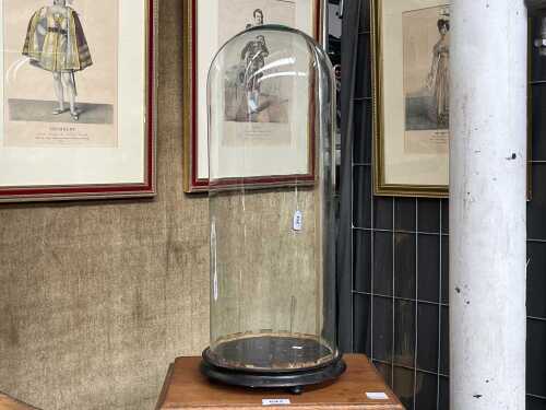 Antique hand-blown glass display dome with timber base