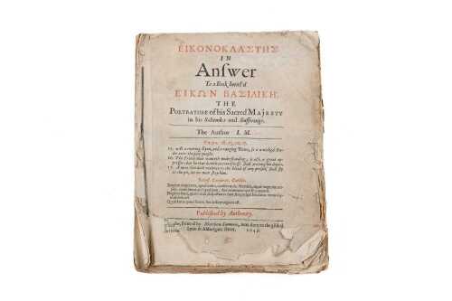 John Milton, Eikonoklastes, 1649 antique book