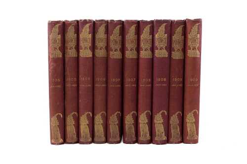 10 volumes of Punch annuals, 1905 to 1909