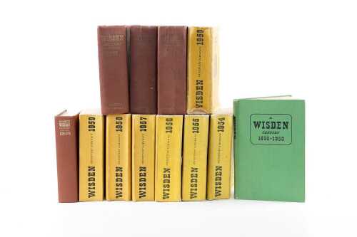 John Wisden Cricketers' Almanack 1950-1959, A Wisden Century and 1864-1984 index, 12 volumes
