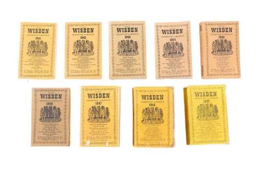 John Wisden Cricketers' Almanack 1941-1948 and 1953, nine volumes