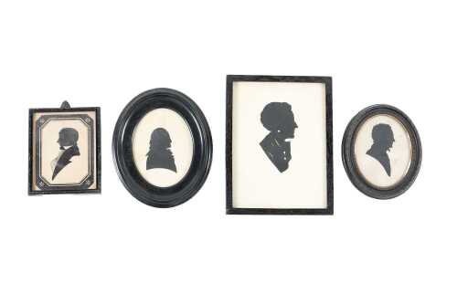Four antique framed silhouettes