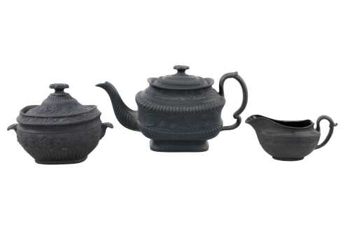 Antique Wedgwood black basalt tea service