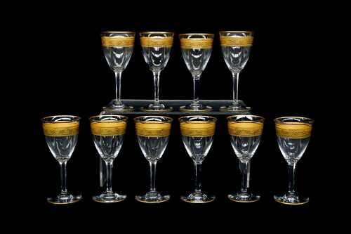 Baccarat 'Acorn' set of ten crystal sherry glasses