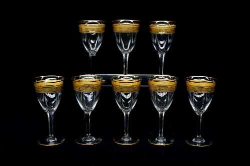 Baccarat 'Acorn' set of eight crystal wine glasses
