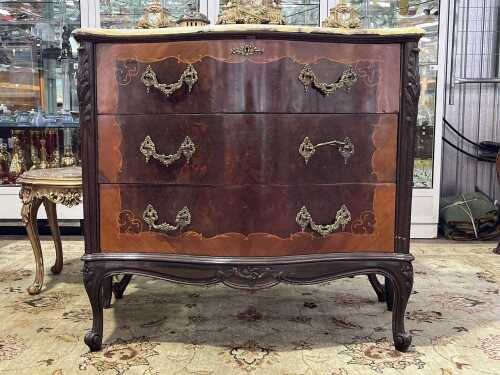 French walnut serpentine front secretaire commode
