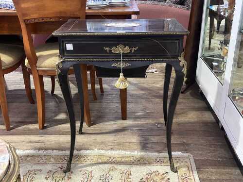Antique French Napoleon III style ebonised timber side table
