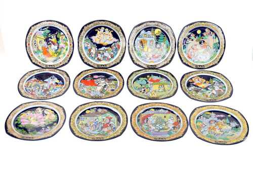 12 Bjorn Wiinblad for Rosenthal 'Christmas Carols' limited edition porcelain plates