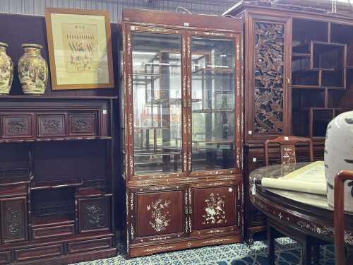 Chinese rosewood and mother of pearl inlaid display cabinet